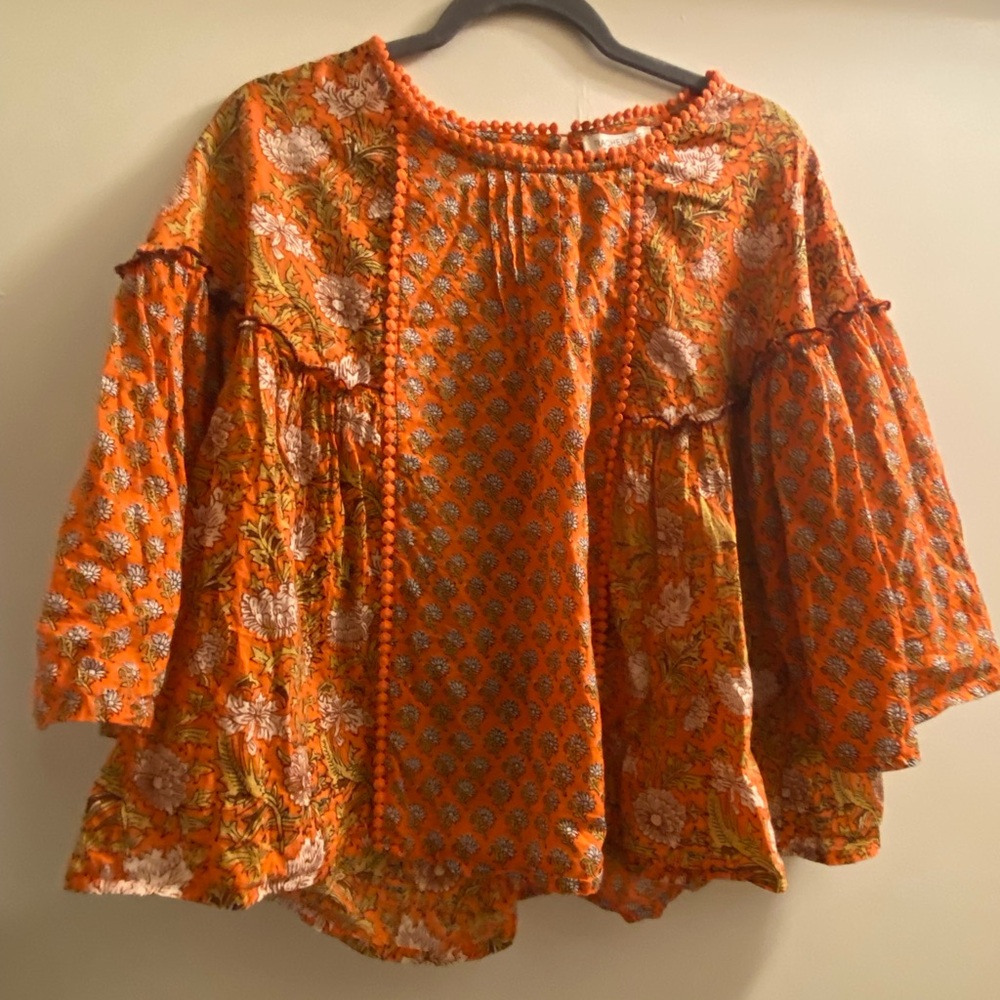 Rachel Zoe Orange Floral Blouse